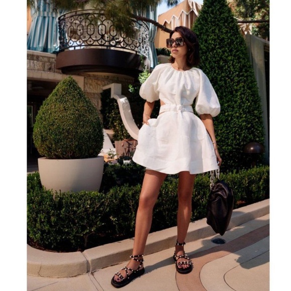 NWT Aje Mimosa Psychedelia Cutout Mini Dress Ivory - Picture 12 of 16